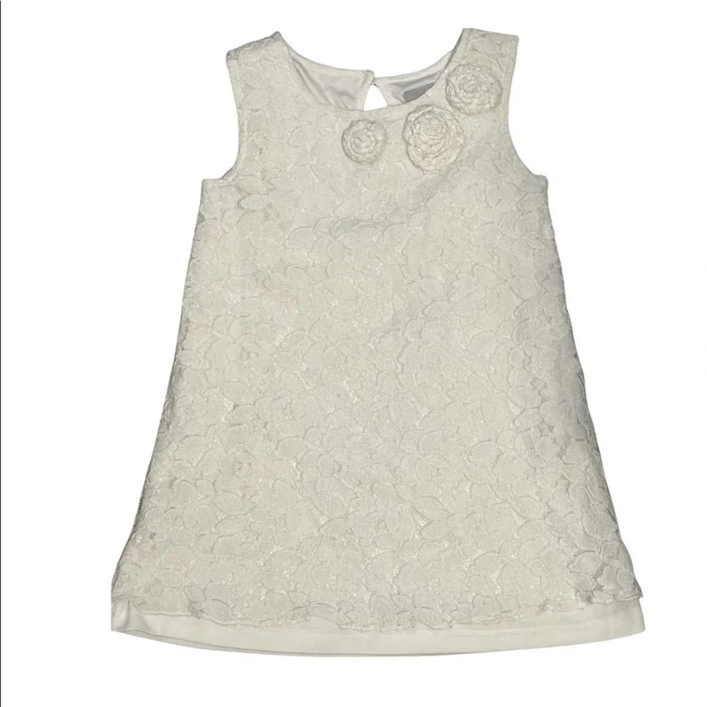 Tahari Lace Dress Kids 6X White Floral Rosette Special Occasion‎ A-Line Elegant - Picture 7 of 7